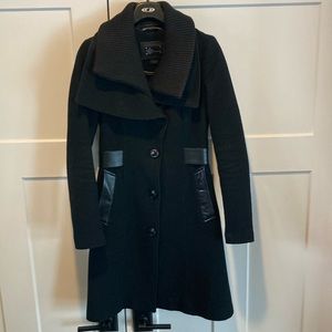 Macakage Wool/Cashmere Blend Coat with Leather Trim